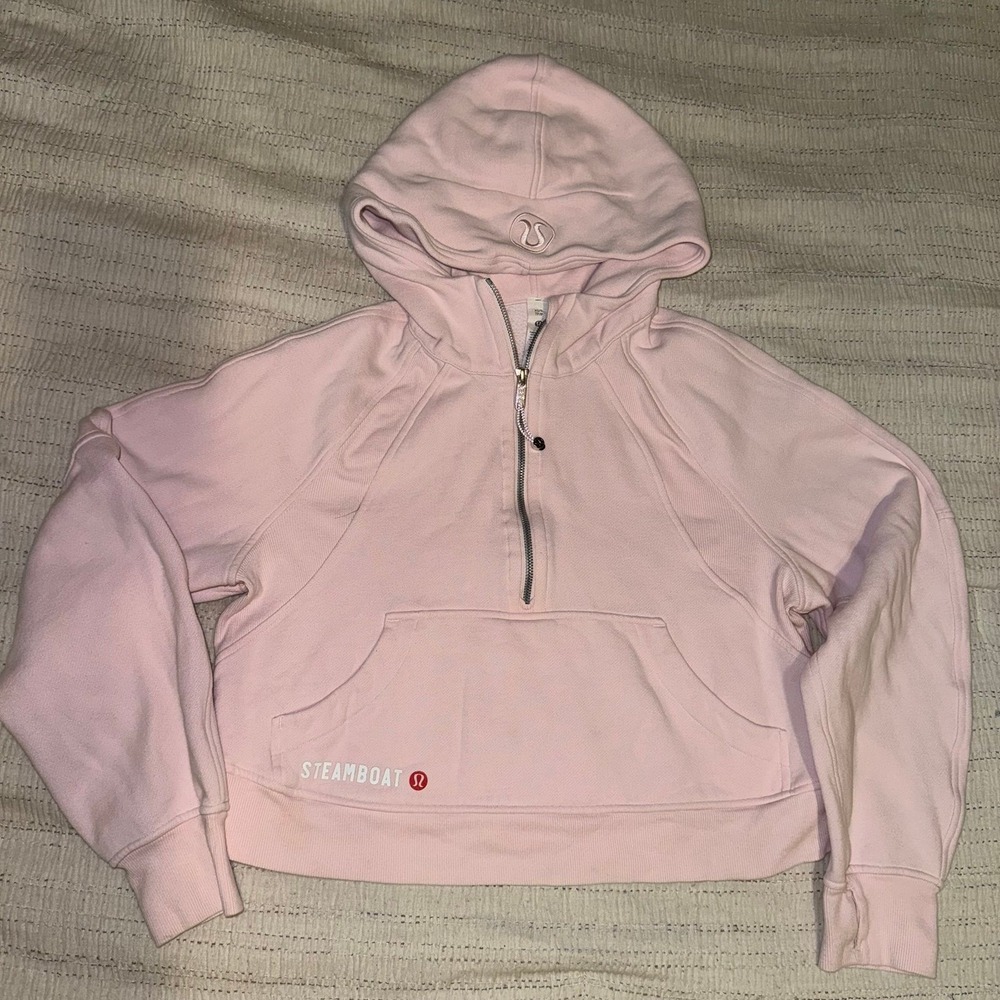 Lululemon Scuba Half Zip Hoodie XS Pink Steamboat Ski Logo Pullover Sweatshirt